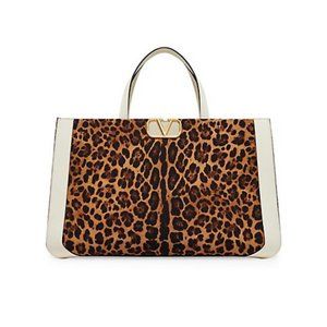 Valentino Garavani Escape Canvas Handbag With Animalier Print
